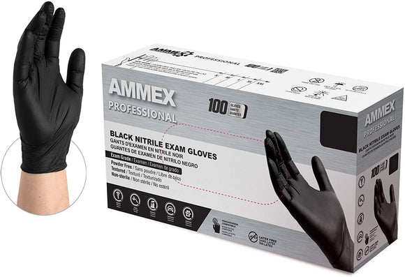 Latex Gloves - 100 ct Latex & Powder Free - Black
