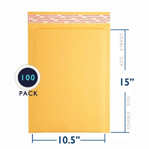 100 PC (10.5 x 15) Kraft Bubble Mailers #5