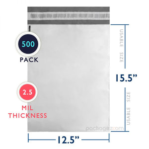 500 PC Poly Mailer 2.5 Mil (12.5" x 15.5") #5