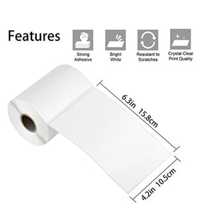 4"x6" 1"Core  Thermal Shipping Label, White, with Perforation, 250pcs/roll