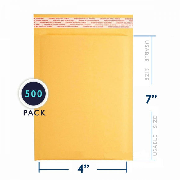 500 PC (4 x 8) Kraft Bubble Mailers #000